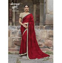 Women's Red Fancy Georgette Saree with Blouse