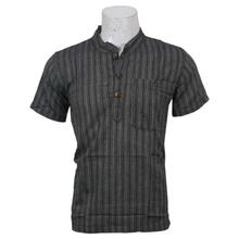 Black Stripe Cotton Kurta Shirt For Men- MKR5019