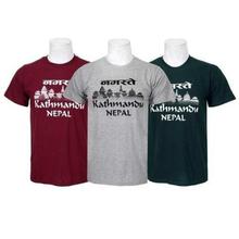 Pack Of 3 Printed 100% Cotton T-Shirt For Men-Maroon/Grey/Green