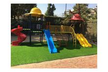 Outdoor Play Station With Double and Single Slide, Sprial and Dom House - 22 Ft.