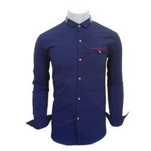 Navy Blue Stretchable Sleeve Lining Casual Shirt For Men