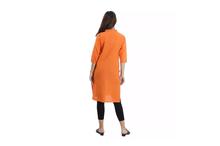 Lacey Mandarin Neck Kurti Top For Women-Orange