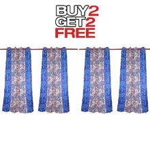 Curtains Buy 2 Get 2 Free [4pcs] [Winter Tree Design] - Blue