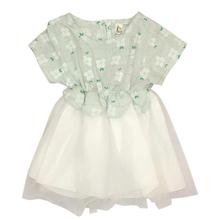 White/Green Floral Printed Frock For Baby Girls