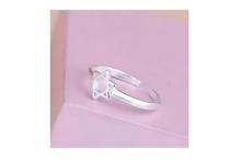 Silver Toned Star Shaped Adjustable Ring For Women