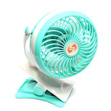 YL-676 USB Rechargeable 4-Inches Mini Clip Fan - White/Green