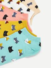 Cat Print Invisible Socks 5pairs