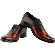 SALE-DEEKADA Men's Brown and Tan Patent Leather Formal Shoes