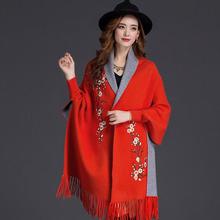 Mingjiebihuo new cashmere Poncho shawl with sleeves women in