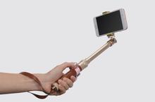 Coteetci Aluminum Selfie Stick With Leather Handle Gold