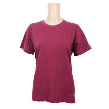 Plum Solid Round Neck Cotton T-Shirt For Women