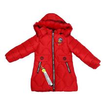 Red Windproof Hooded Jacket For Girls