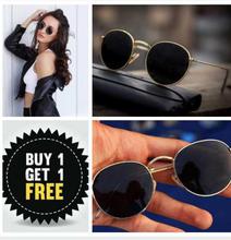 Buy 1 Get 1 Free Full Rim Black Lens Round Trendy Unisex Sunglass
