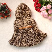 Kids Faux Fur Leopard Hoodie Coat For Baby Girl HF-843