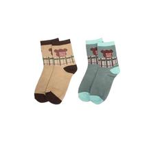 Combo Of 2 Pair Printed Socks For Kids -Grey/Black