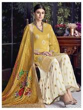 Stylee Lifestyle Yellow Chanderi Silk Embroidered Dress Material - 2182