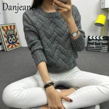 Danjeaner 2018 Vintage Women Sweater New Fashion O-neck