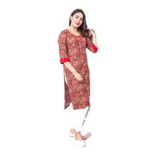 Red Kalamkari Print Rayon Kurthi (BC713)