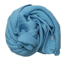 Sky Blue Polyester Wool Mix Stole For Women