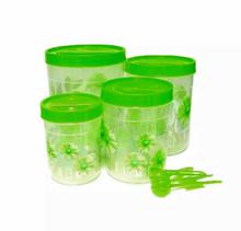 3 Piece Set Plastic Long Spice Jar - Transparent/Green