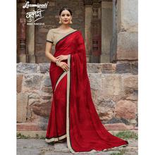 Laxmipati Pattern Design Printed Red Georgette Designer Saree with attached Gray Blouse piece for Casual, Party, Festival and Wedding