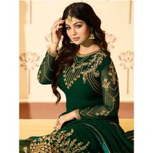 Stylee Lifestyle Green Georgette Embroidered Dress Material - 1875