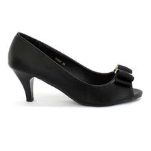 DMK Black Bowed Peep Toe Heel Shoes For Women - 98664