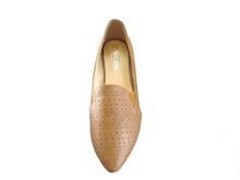 Brown Laser Cut Designed Pump Shoes For Women