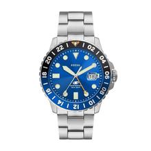 Fossil Silver/Blue Stainless Steel Business Watch For Men - FS5991