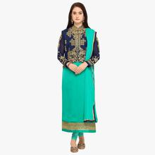 Stylee Lifestyle Green Embellished Traditional Jardoshi Work with Crystal & Cut work Dress with Designer Jacket for Wedding, Festival, Parties