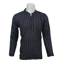 Blue/Black Striped Cotton Kurta Shirt For Men - MKR5016