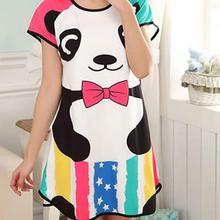 TOP nightgown women Cartoon Polka Dot Sleepwear Short Sleeve