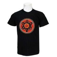 Black Floral Mandala Embroidered 100% Cotton T-Shirt For Men - 020