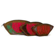 Brown/Red 3 In 1 Flower Printed  Stitched Purse For Women