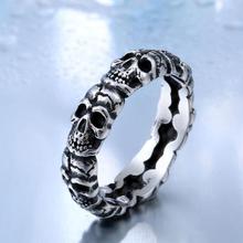 BEIER Unique Heavy Metal Skull For Man Stainless Steel Titanium Man's Punk Ring free shipping BR8-225