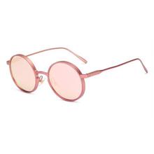 Rose Gold Retro Steampunk Style Round Sunglasses For Women With Mirror Lens