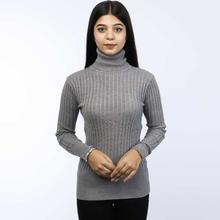 Ash Grey High Neck Cable Sweater(LL-16-07)