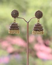 Golden Floral Stoned Drop Earrings