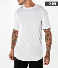 Men Fashion Pleated Shoulder Slim Fit T-shirt