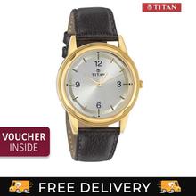 Titan 1638YL01 Silver Dial Leather Strap Watch For Men