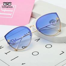 Umanco 2018 Women Fashion Big Square Metal Cat Sunglasses