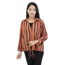 Brown/Black Striped Top For Women