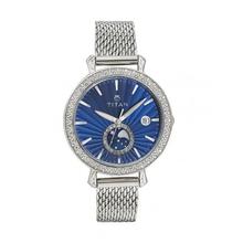 Titan Blue Dial Womens Watch -95015SM01