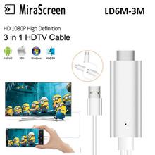 MiraScreen Wire HDMI Mirroring Cable Display 1080P Sync IPhone Screen Casting Support IPhone and Android to Monitor Projector