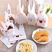 20PCS/LOT Cute Bunny Cookies Bag Rabbit Ear Plastic Candy Gift Bag Box