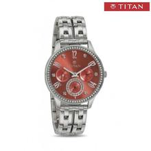 Titan Orange Dial Chronograph Watch For Women- 95040SM02