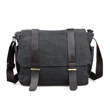 AUGUR Men Bag Shoulder Leather And Canvas Business Messenger Bag