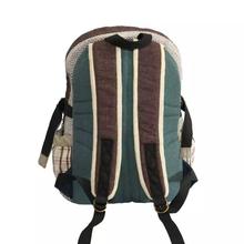 Brown Hemp Checkered Backpack- Unisex