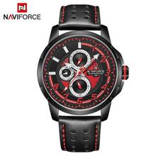 NAVIFORCE NF9142MTop Luxury Brand Fashion Leather quartz Blue Dial/Blue Strap chronograph Analog Watch For Men