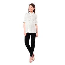 Nine Maternity White Textured Shirt For Women - 5214